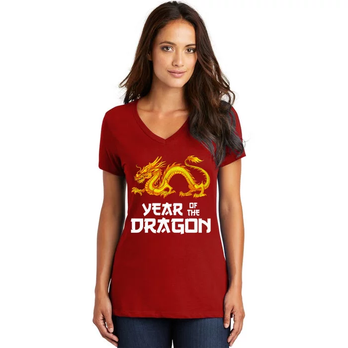 Chinese Lunar New Year 2024 Year Of The Dragon Women's V-Neck T-Shirt