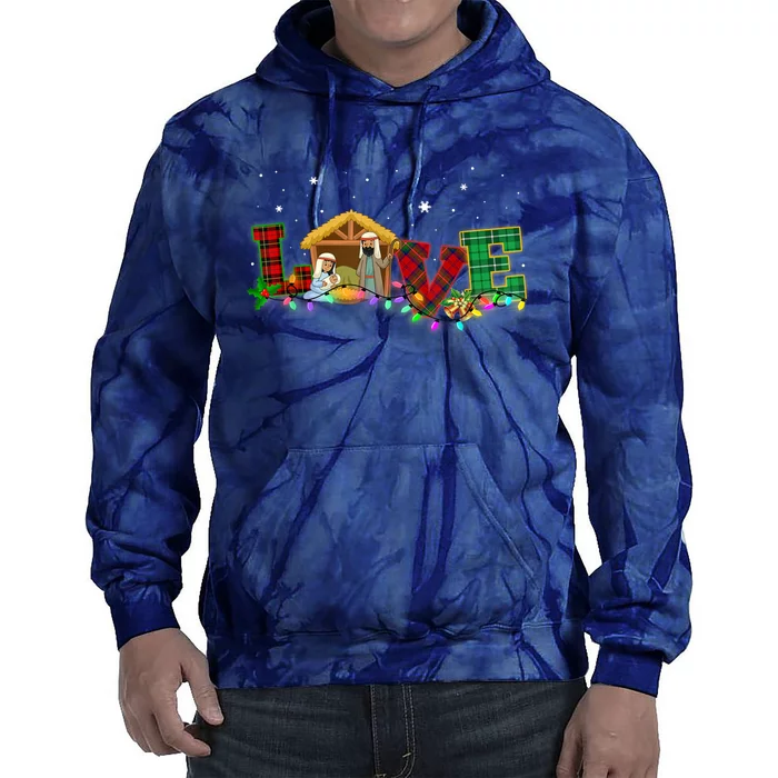 Christmas Love Nativity Laurie Furnell Xmas 2024 Gift Tie Dye Hoodie