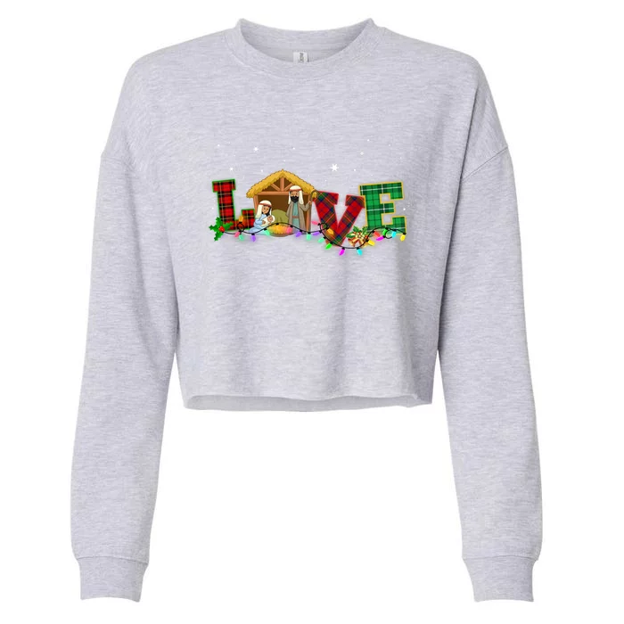 Christmas Love Nativity Laurie Furnell Xmas 2024 Gift Cropped Pullover Crew