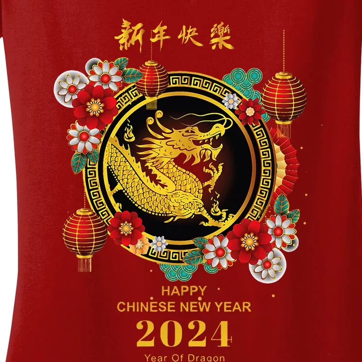 Chinese Lunar New Year 2024 Year Of The Dragon Women's V-Neck T-Shirt