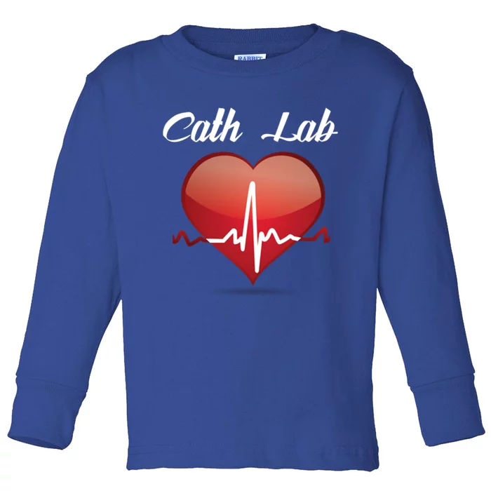 Cath Lab Nurse Heart Heartbeat Love Cardiac Care Funny Gift Toddler Long Sleeve Shirt