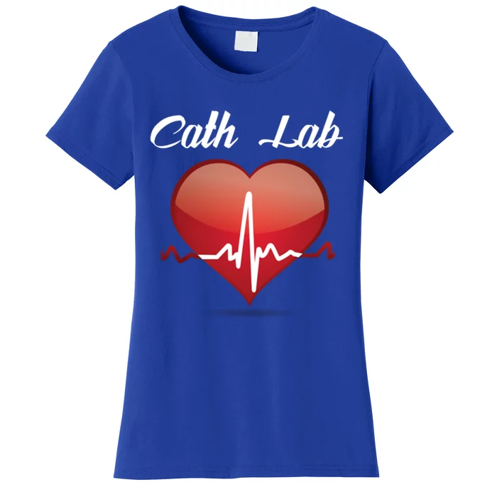 Cath Lab Nurse Heart Heartbeat Love Cardiac Care Funny Gift Women's T-Shirt