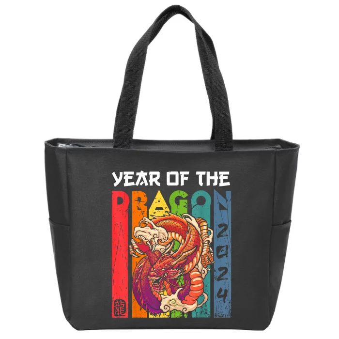 Chinese Lunar New Year 2024 Year Of The Dragon Zodiac Sign Zip Tote Bag