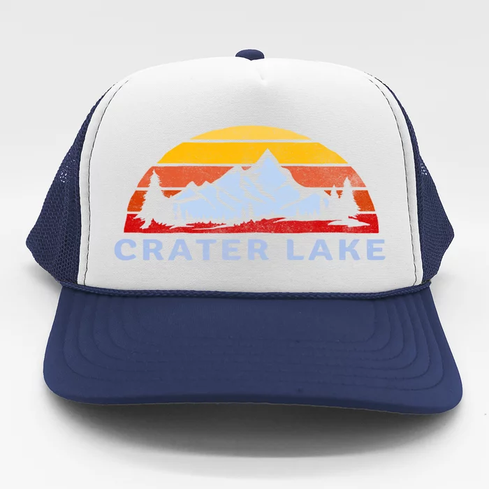 Crater Lake National Park Retro Sunset Design Gift Trucker Hat