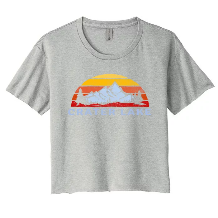 Crater Lake National Park Retro Sunset Design Gift Women's Crop Top Tee