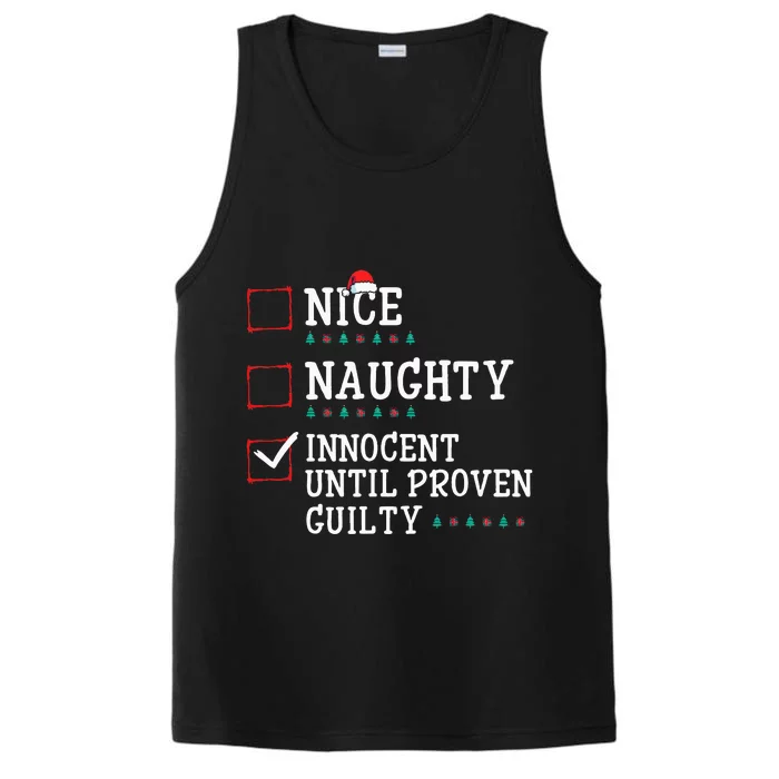 Christmas List Nice Naughty Innocent Until Proven Guilty Performance Tank