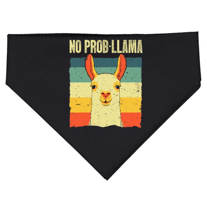 Cool Llama No Prob Llama Alpaca Farming Animal USA-Made Doggie Bandana