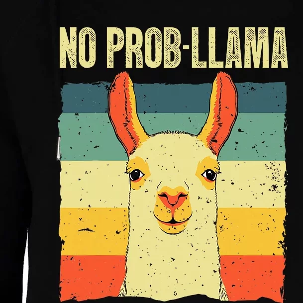 Cool Llama No Prob Llama Alpaca Farming Animal Womens Funnel Neck Pullover Hood