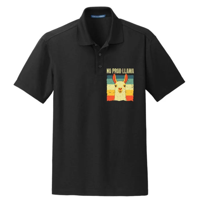 Cool Llama No Prob Llama Alpaca Farming Animal Dry Zone Grid Performance Polo