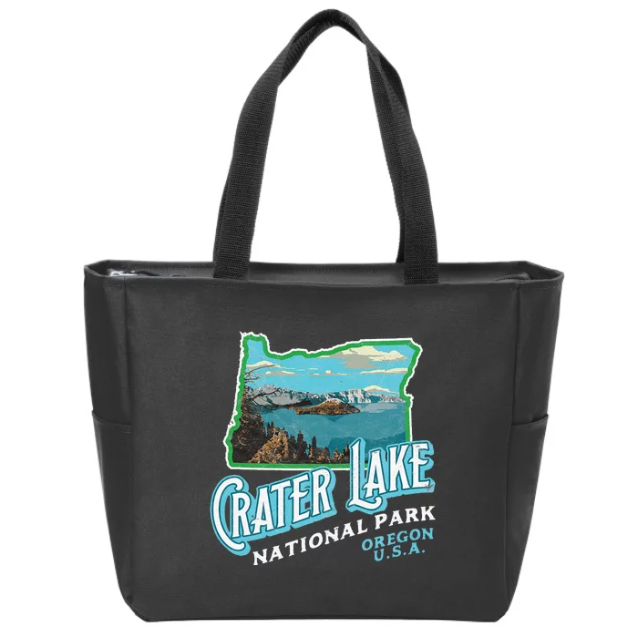 Crater Lake National Park Vintage Oregon Zip Tote Bag