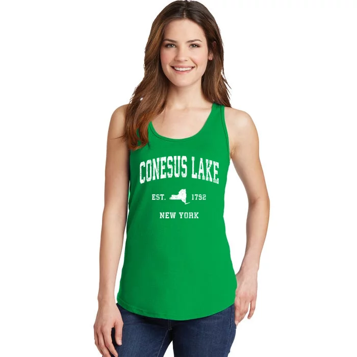 Conesus Lake New York Ny Vintage Athletic Ladies Essential Tank