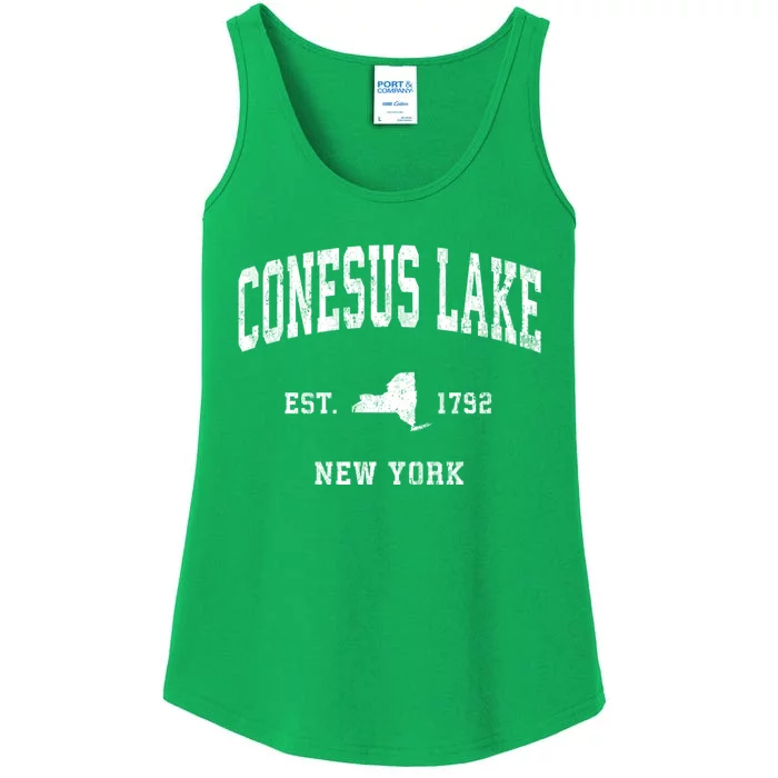 Conesus Lake New York Ny Vintage Athletic Ladies Essential Tank