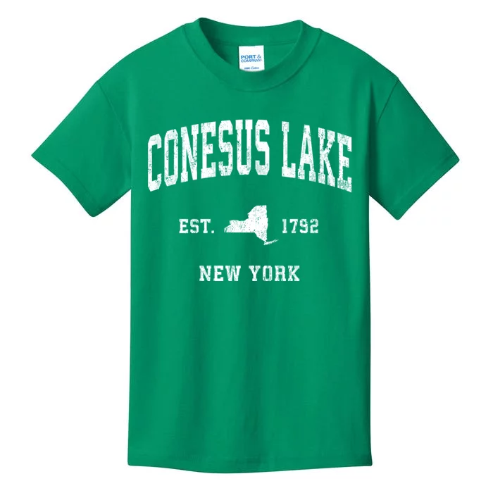 Conesus Lake New York Ny Vintage Athletic Kids T-Shirt