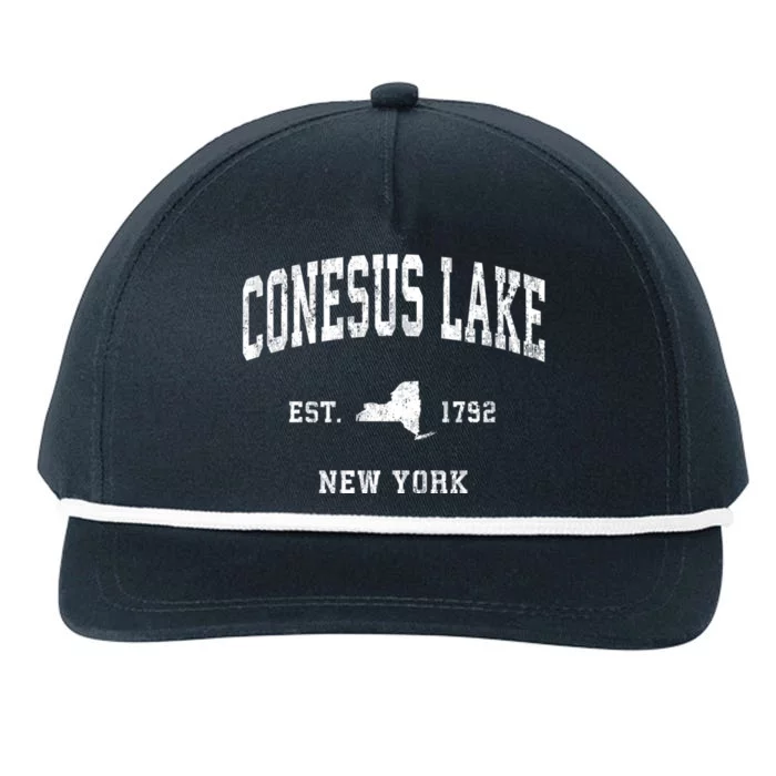 Conesus Lake New York Ny Vintage Athletic Snapback Five-Panel Rope Hat