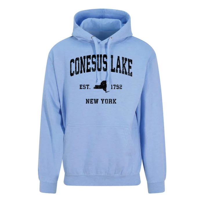 Conesus Lake New York Ny Vintage Athletic Unisex Surf Hoodie