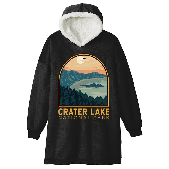 Crater Lake National Park Vintage Emblem Hooded Wearable Blanket