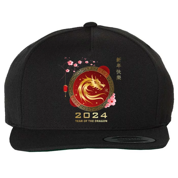 Chinese Lunar New Year 2024 Year of the Dragon zodiac sign Wool Snapback Cap