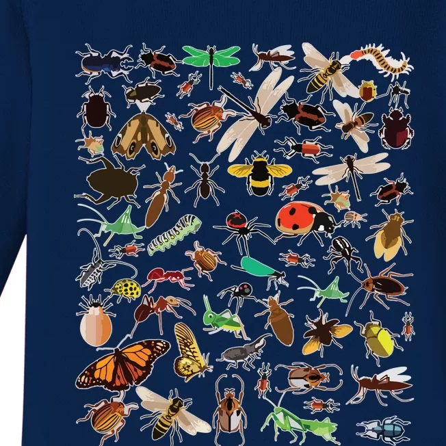 Cool Lots Of Bugs Funny Insect Lover Entomologist Baby Long Sleeve Bodysuit