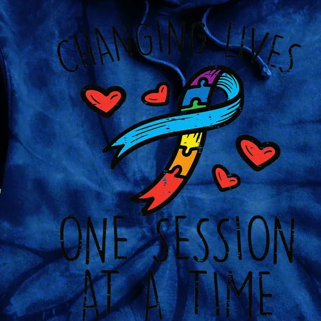 Changin Lives One Session At A Time Autism Awareness Teacher Tie Dye Hoodie