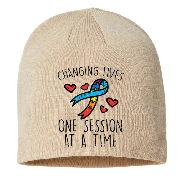 Changin Lives One Session At A Time Autism Awareness Teacher 8 1/2in Sustainable Knit Beanie