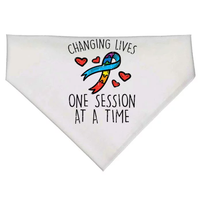 Changin Lives One Session At A Time Autism Awareness Teacher USA-Made Doggie Bandana