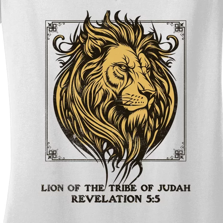 Christian Lion Of Judah Faith Gift Women's V-Neck T-Shirt