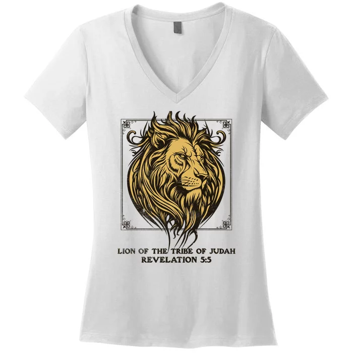 Christian Lion Of Judah Faith Gift Women's V-Neck T-Shirt