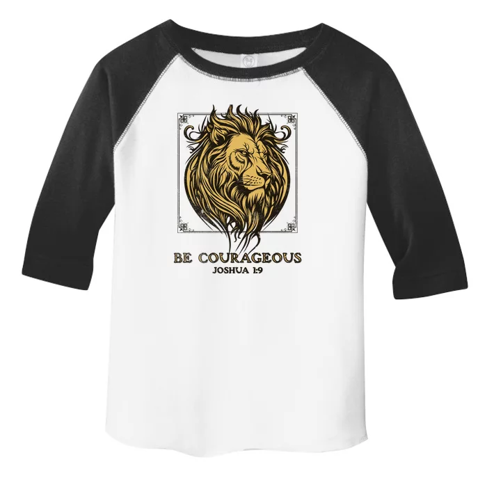 Christian Lion Of Judah Be Courageous Faith Gift Toddler Fine Jersey T-Shirt