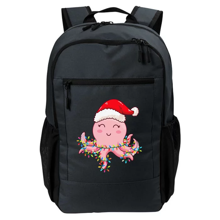 Christmas Lights Octopus Wearing Xmas Hat Cute Octopus Lover Daily Commute Backpack