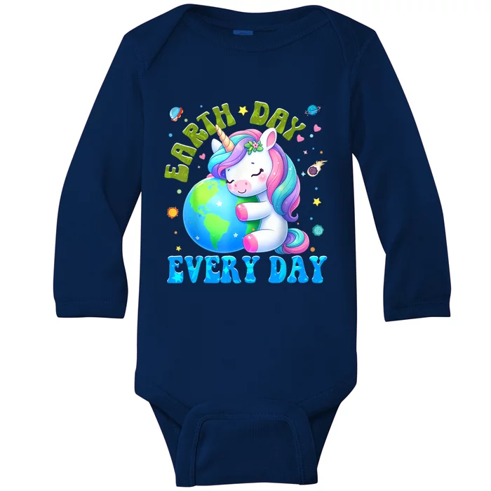 Cute Love Our Planet Unicorn Earth Day Baby Long Sleeve Bodysuit