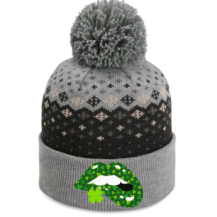 Clover Lips St.Patrick's Day The Baniff Cuffed Pom Beanie