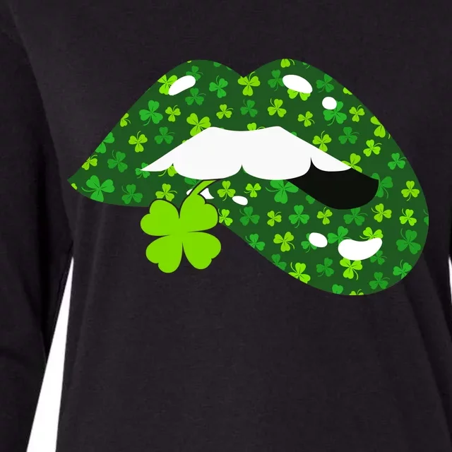 Clover Lips St.Patrick's Day Womens Cotton Relaxed Long Sleeve T-Shirt