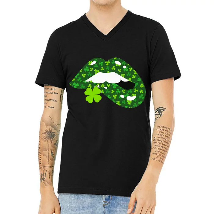 Clover Lips St.Patrick's Day V-Neck T-Shirt