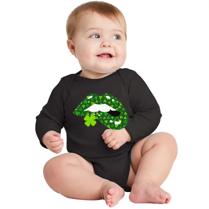 Clover Lips St.Patrick's Day Baby Long Sleeve Bodysuit