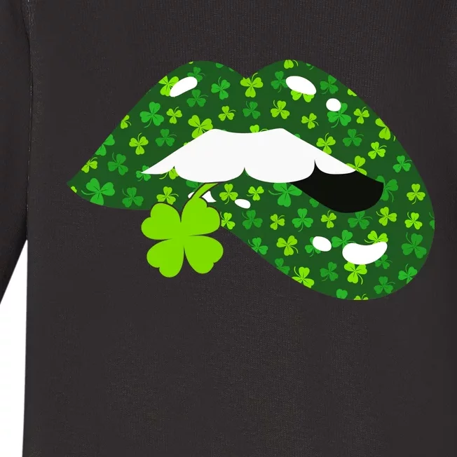 Clover Lips St.Patrick's Day Baby Long Sleeve Bodysuit