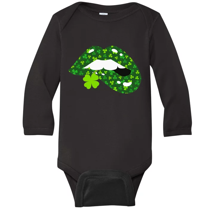 Clover Lips St.Patrick's Day Baby Long Sleeve Bodysuit