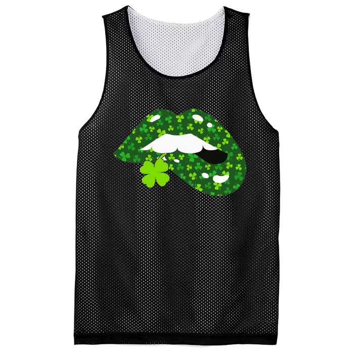 Clover Lips St.Patrick's Day Mesh Reversible Basketball Jersey Tank