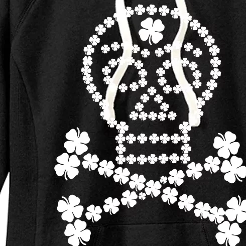 Clover Skull Crossbones St. Patricks Day Women's Fleece Hoodie