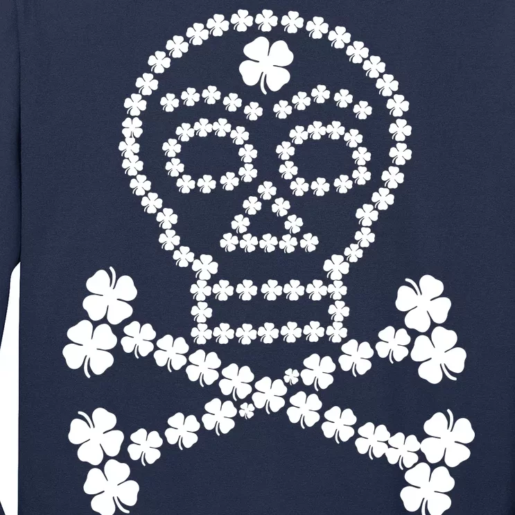 Clover Skull Crossbones St. Patricks Day Long Sleeve Shirt