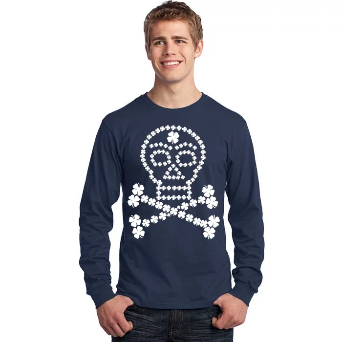 Clover Skull Crossbones St. Patricks Day Tall Long Sleeve T-Shirt