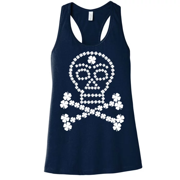 Clover Skull Crossbones St. Patricks Day Women's Racerback Tank