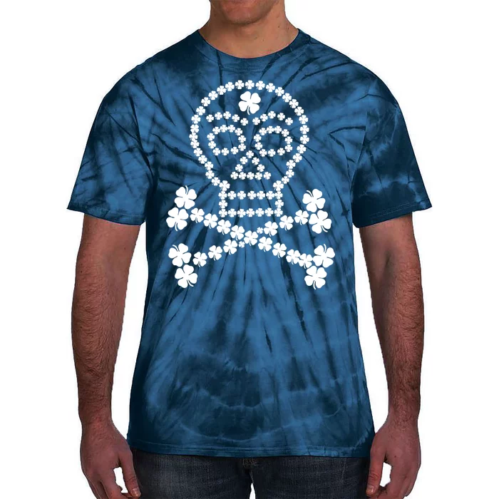 Clover Skull Crossbones St. Patricks Day Tie-Dye T-Shirt