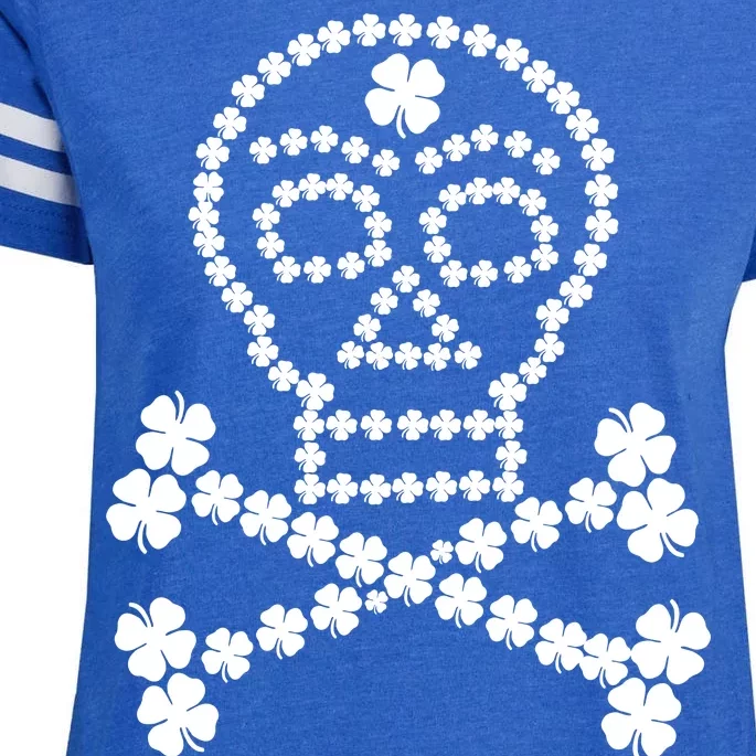 Clover Skull Crossbones St. Patricks Day Enza Ladies Jersey Football T-Shirt