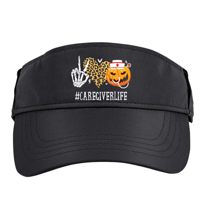 Caregiver Life Peace Love Skeleton Fall Pumpkin Leopard Halloween Adult Drive Performance Visor