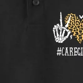 Caregiver Life Peace Love Skeleton Fall Pumpkin Leopard Halloween Dry Zone Grid Performance Polo