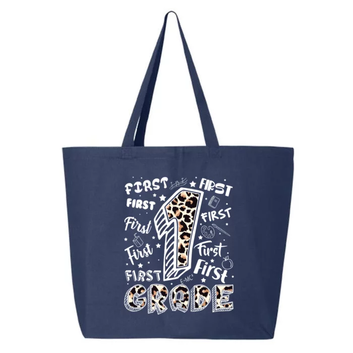 Cute Leopard Print First Grade Typography Word Art 25L Jumbo Tote