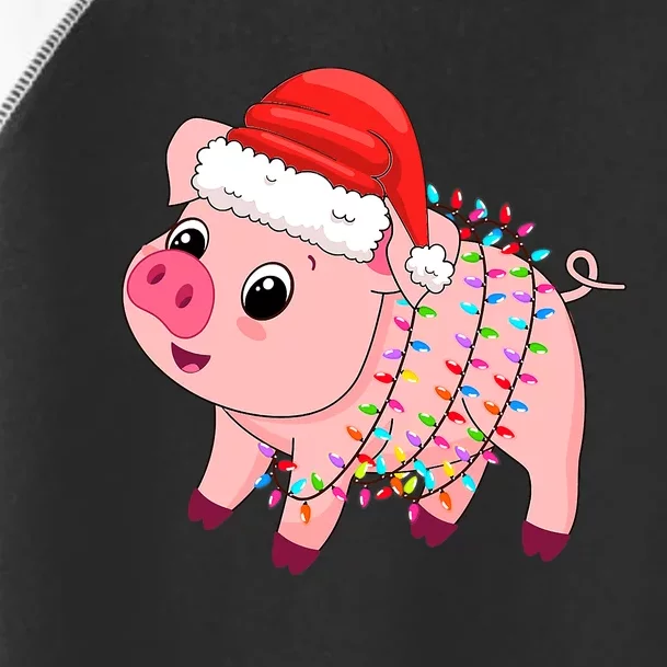 Christmas Lights Pig Wearing Xmas Hat - Pig Lover Farmer Toddler Fine Jersey T-Shirt