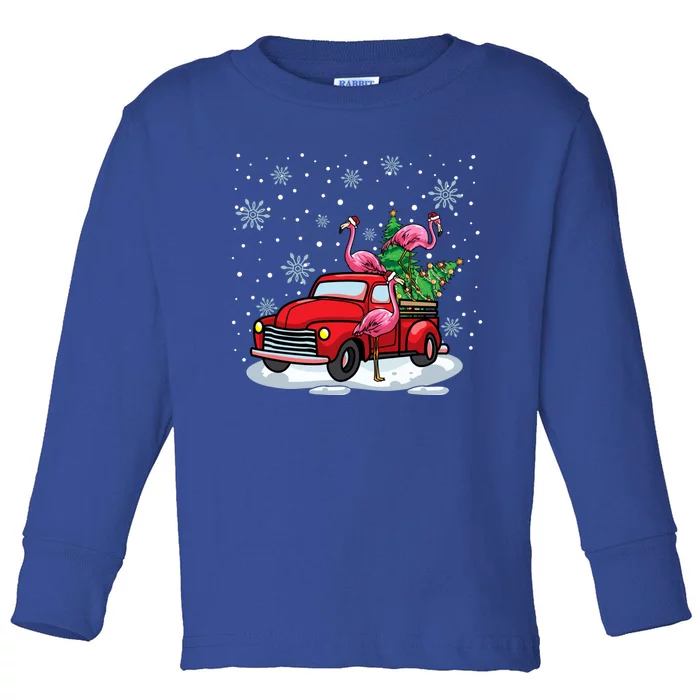 Christmas Love Pink Flamingo Vintage Red Truck Great Gift Toddler Long Sleeve Shirt