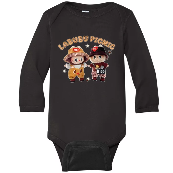 Cute Labubu Picnic And Friends Gift Baby Long Sleeve Bodysuit