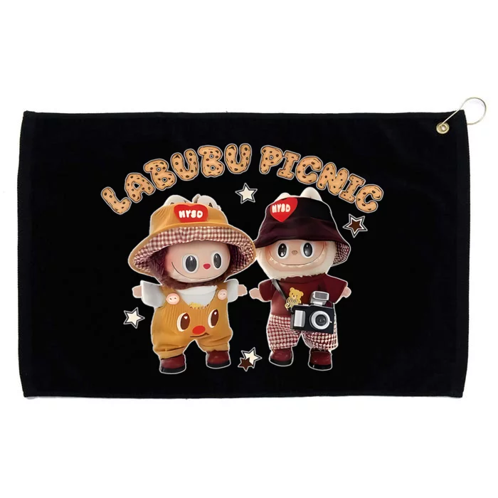 Cute Labubu Picnic And Friends Gift Grommeted Golf Towel